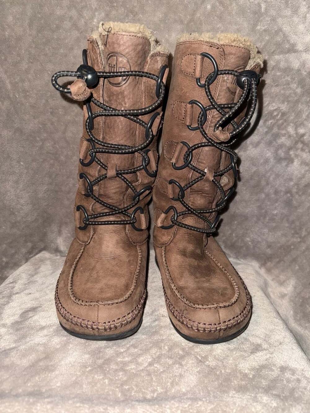 FitFlops Tall Mukluk Moc 2 Shearling Lined Boots Chocolate Brown Womens Sz 6